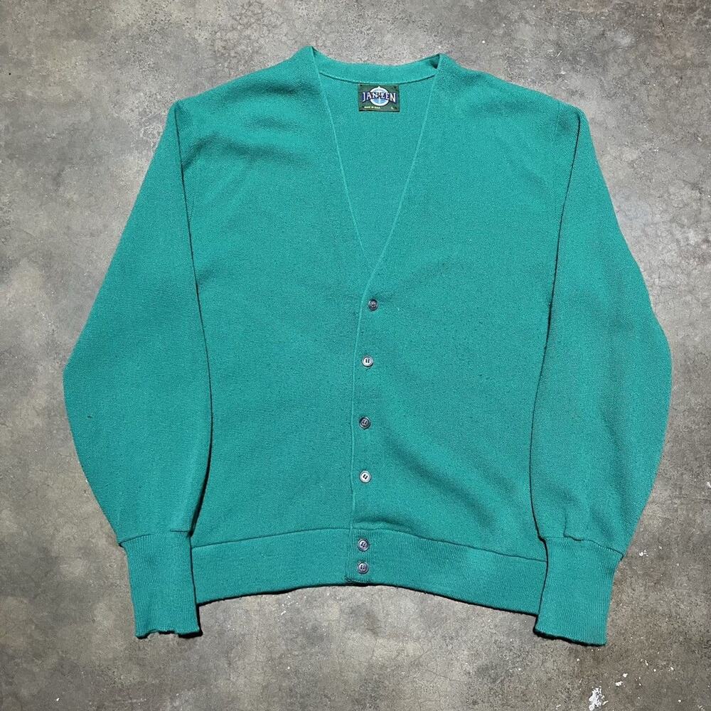 Vintage 80s Jantzen Green Acrylic Cardigan